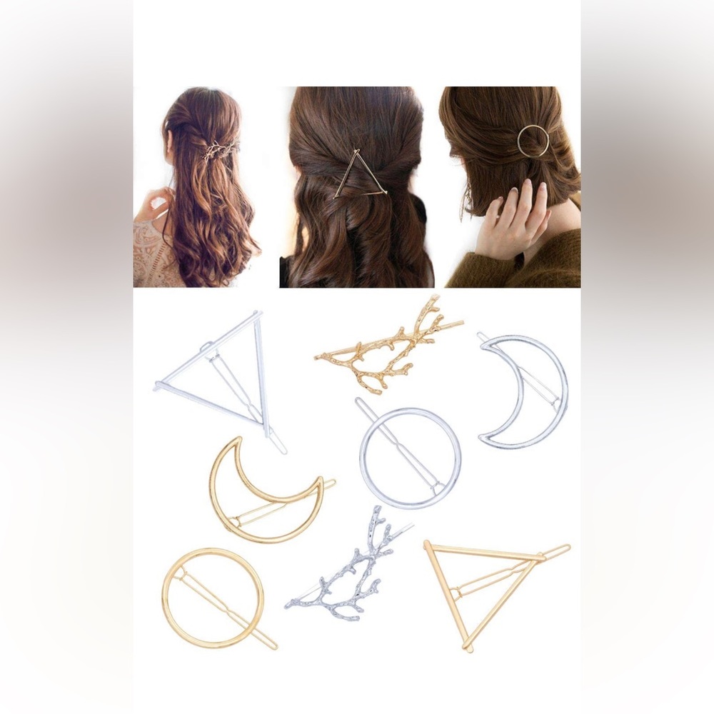 3/$25. Silver hair clips - set of 4
